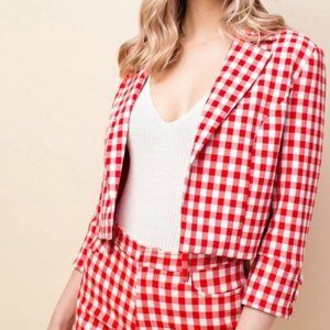 NEW Honey Punch Red Gingham Cropped Blazer size S with tags